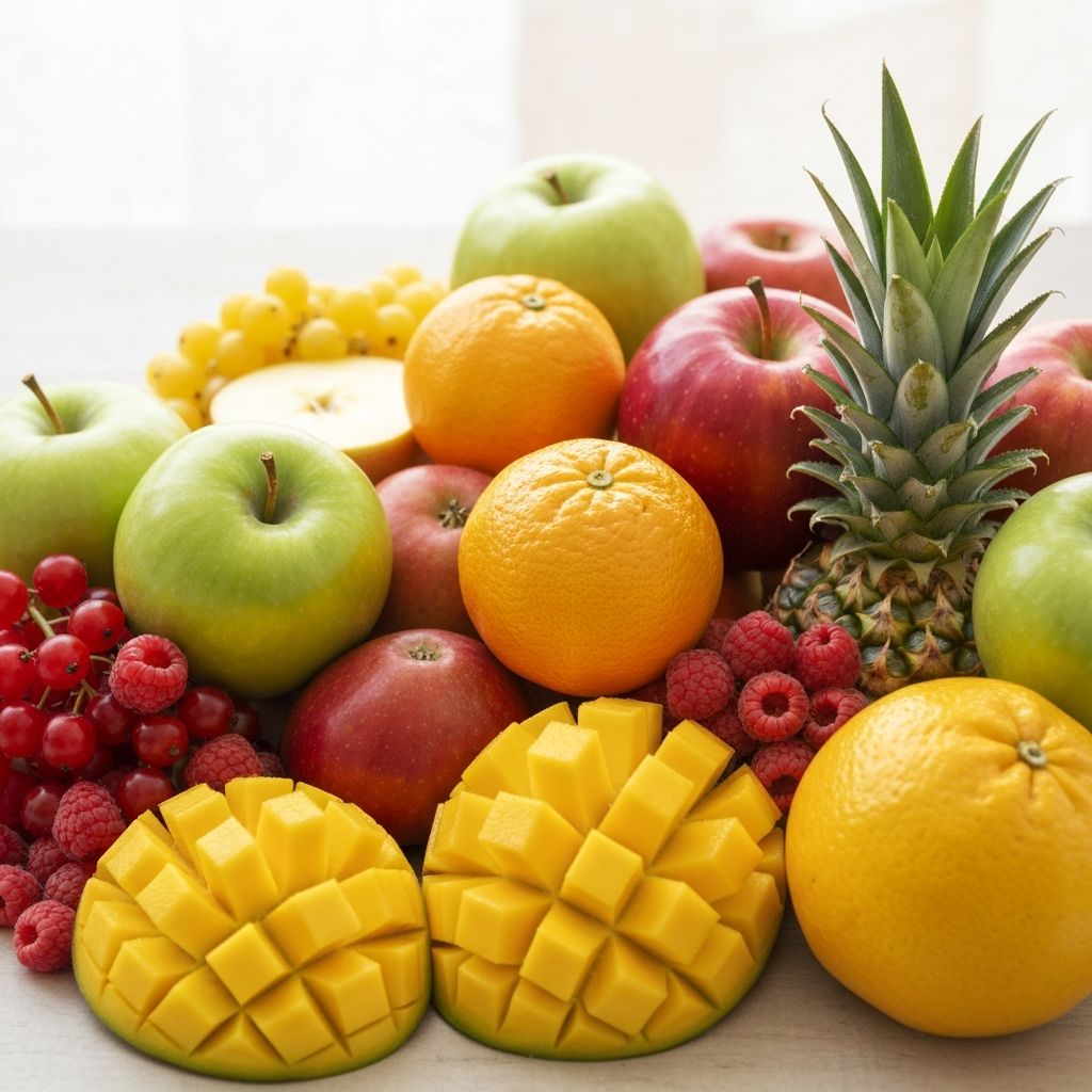 Assorted fresh fruits of various colors